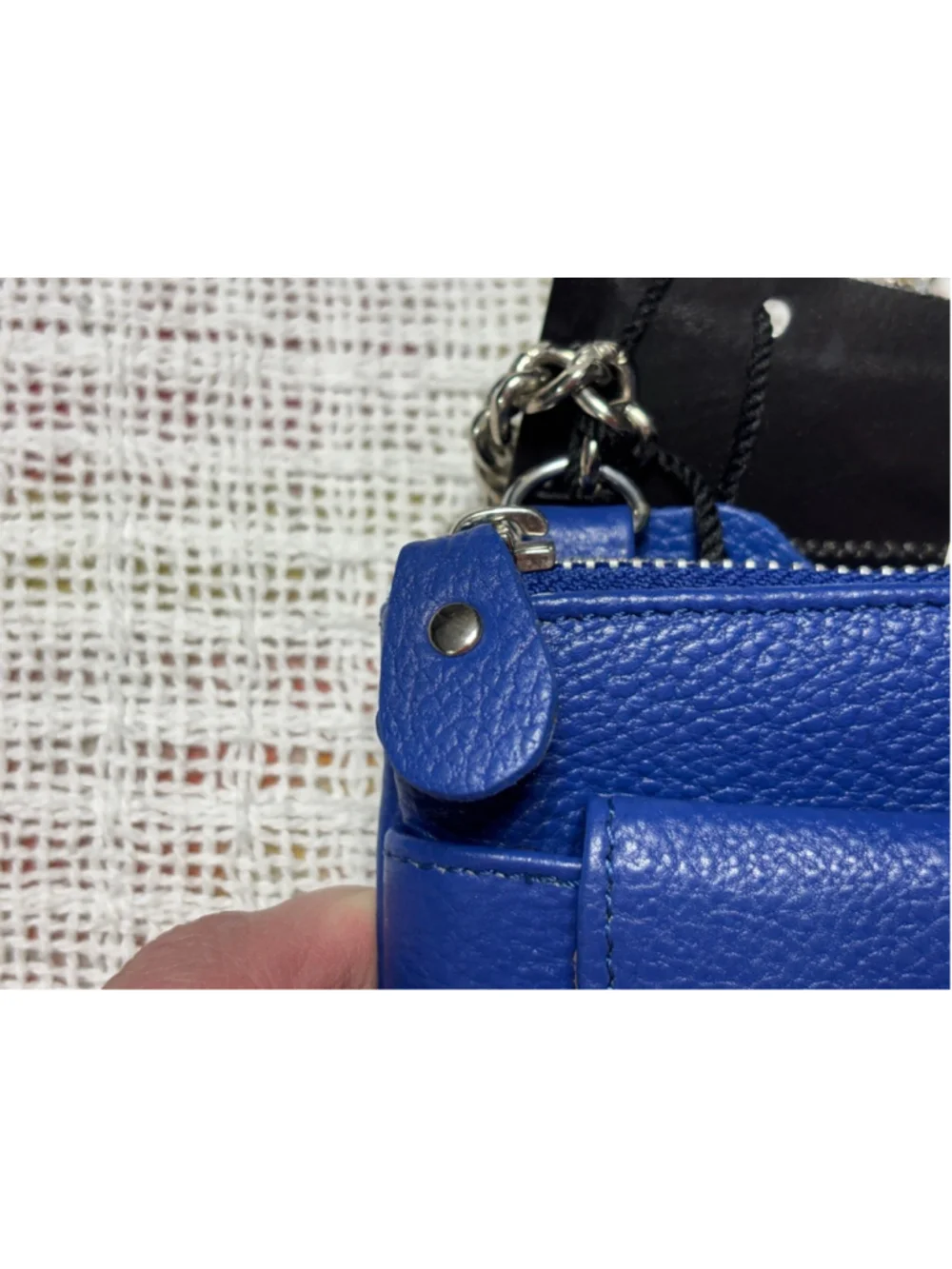 NEWAGE Genuine pebbled Leather Royal Blue Mini Crossbody Bag NWT